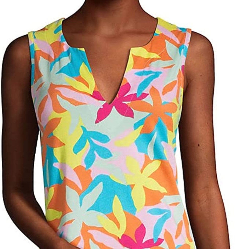 Women's Cotton Jersey Sleeveless Swim Cover-up Dress Print - PL